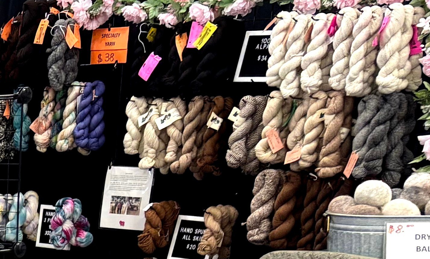 Alpaca yarn and roving at the Alpacalypse Ranch booth